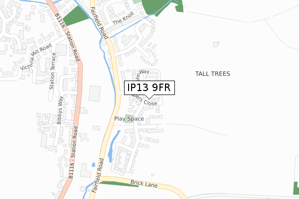 IP13 9FR map - large scale - OS Open Zoomstack (Ordnance Survey)