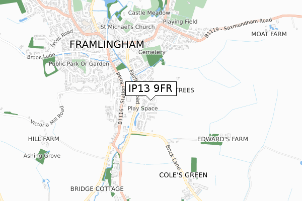 IP13 9FR map - small scale - OS Open Zoomstack (Ordnance Survey)