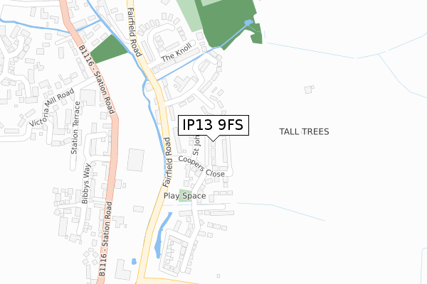 IP13 9FS map - large scale - OS Open Zoomstack (Ordnance Survey)