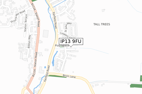 IP13 9FU map - large scale - OS Open Zoomstack (Ordnance Survey)