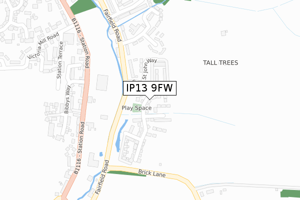 IP13 9FW map - large scale - OS Open Zoomstack (Ordnance Survey)