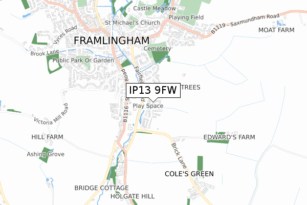 IP13 9FW map - small scale - OS Open Zoomstack (Ordnance Survey)