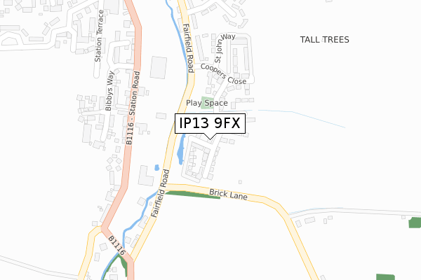 IP13 9FX map - large scale - OS Open Zoomstack (Ordnance Survey)