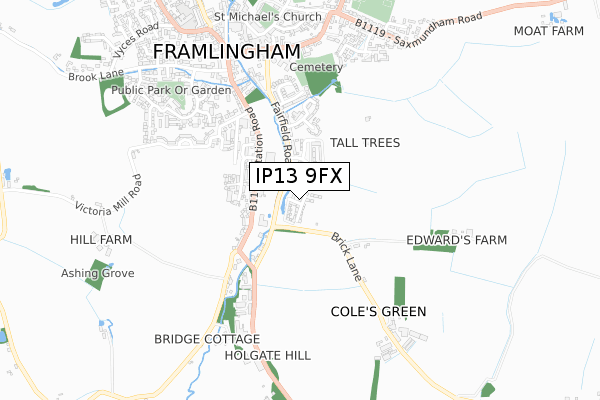 IP13 9FX map - small scale - OS Open Zoomstack (Ordnance Survey)