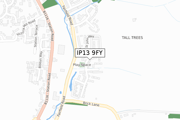 IP13 9FY map - large scale - OS Open Zoomstack (Ordnance Survey)