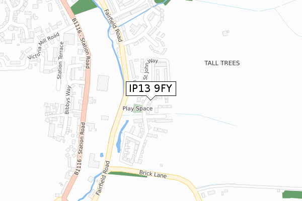 IP13 9FY map - large scale - OS Open Zoomstack (Ordnance Survey) IP13 9FY map - large scale - OS Open Zoomstack (Ordnance Survey)