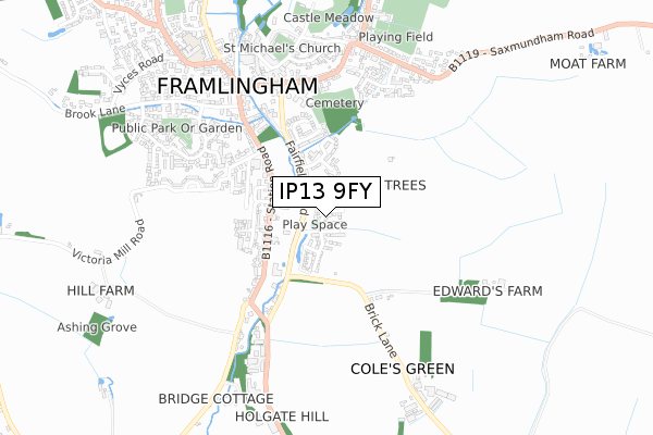 IP13 9FY map - small scale - OS Open Zoomstack (Ordnance Survey)