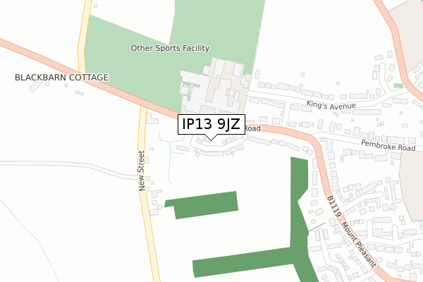 IP13 9JZ map - large scale - OS Open Zoomstack (Ordnance Survey) IP13 9JZ map - large scale - OS Open Zoomstack (Ordnance Survey)