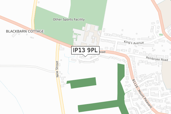IP13 9PL map - large scale - OS Open Zoomstack (Ordnance Survey)