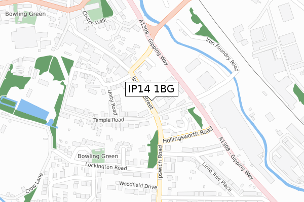 IP14 1BG map - large scale - OS Open Zoomstack (Ordnance Survey)