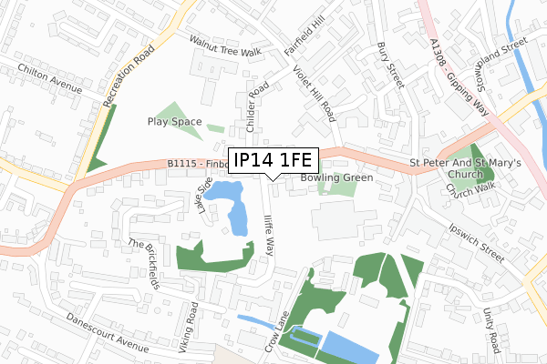 IP14 1FE map - large scale - OS Open Zoomstack (Ordnance Survey)