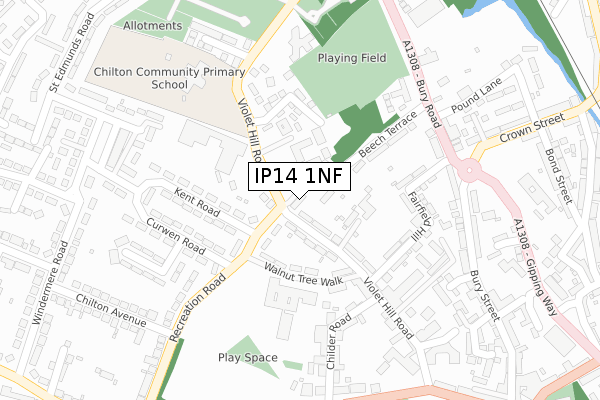 IP14 1NF map - large scale - OS Open Zoomstack (Ordnance Survey)