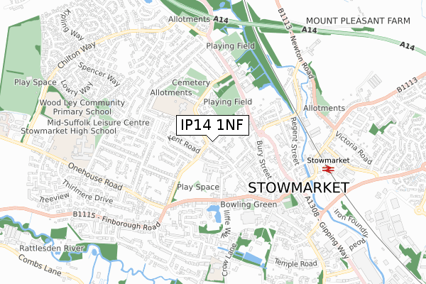 IP14 1NF map - small scale - OS Open Zoomstack (Ordnance Survey)