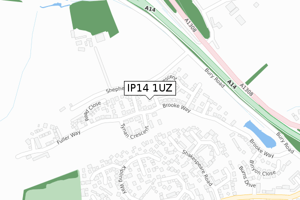 IP14 1UZ map - large scale - OS Open Zoomstack (Ordnance Survey) IP14 1UZ map - large scale - OS Open Zoomstack (Ordnance Survey)