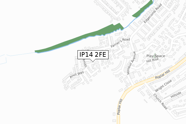 IP14 2FE map - large scale - OS Open Zoomstack (Ordnance Survey)