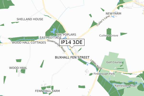 IP14 3DE map - small scale - OS Open Zoomstack (Ordnance Survey)