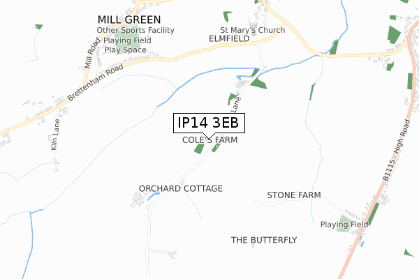 IP14 3EB map - small scale - OS Open Zoomstack (Ordnance Survey)