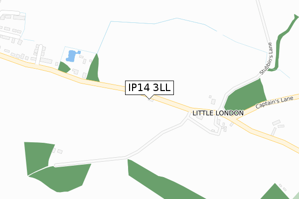 IP14 3LL map - large scale - OS Open Zoomstack (Ordnance Survey)