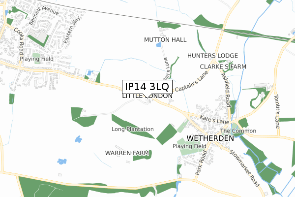 IP14 3LQ map - small scale - OS Open Zoomstack (Ordnance Survey)