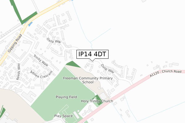 IP14 4DT map - large scale - OS Open Zoomstack (Ordnance Survey)