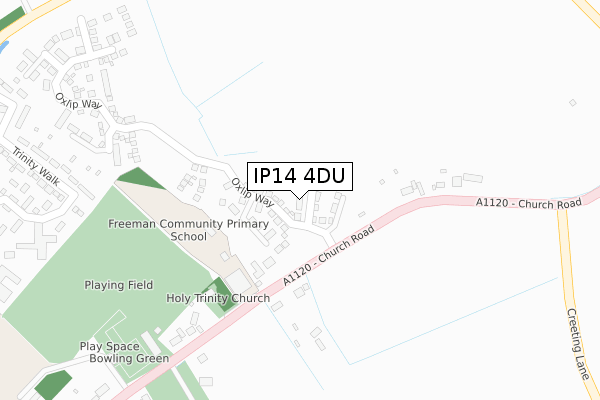 IP14 4DU map - large scale - OS Open Zoomstack (Ordnance Survey)
