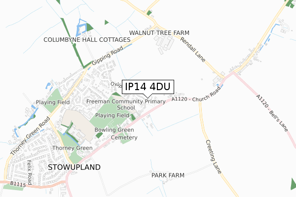 IP14 4DU map - small scale - OS Open Zoomstack (Ordnance Survey)