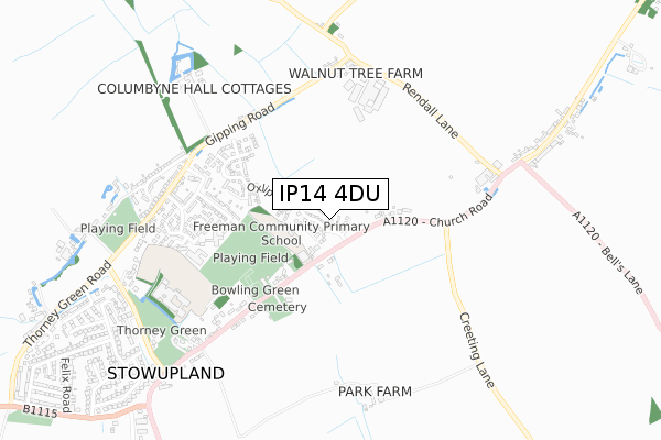 IP14 4DU map - small scale - OS Open Zoomstack (Ordnance Survey) IP14 4DU map - small scale - OS Open Zoomstack (Ordnance Survey)