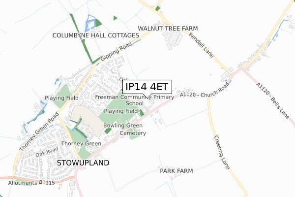 IP14 4ET map - small scale - OS Open Zoomstack (Ordnance Survey)