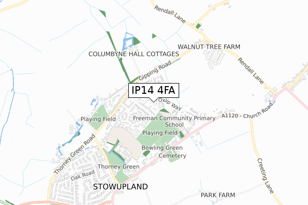 IP14 4FA map - small scale - OS Open Zoomstack (Ordnance Survey)