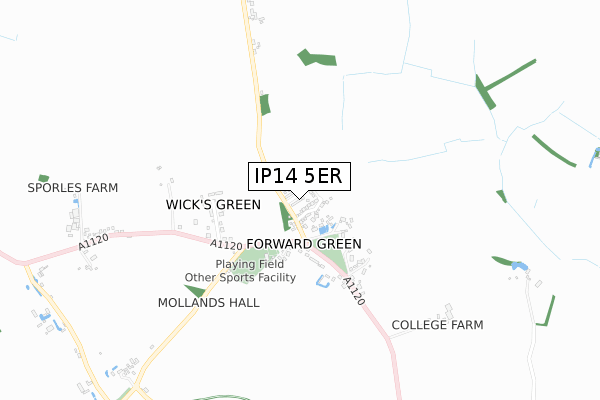 IP14 5ER map - small scale - OS Open Zoomstack (Ordnance Survey)