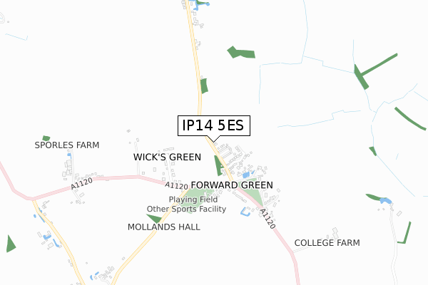 IP14 5ES map - small scale - OS Open Zoomstack (Ordnance Survey)