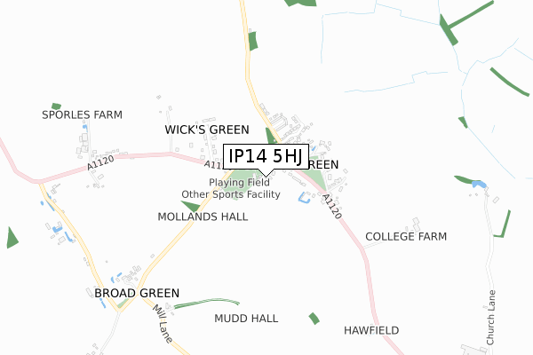 IP14 5HJ map - small scale - OS Open Zoomstack (Ordnance Survey)