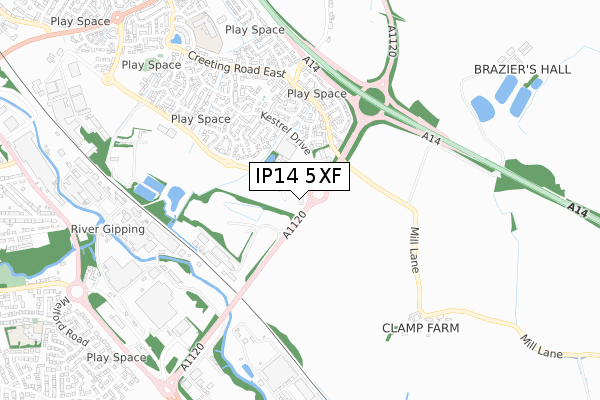 IP14 5XF map - small scale - OS Open Zoomstack (Ordnance Survey) IP14 5XF map - small scale - OS Open Zoomstack (Ordnance Survey)
