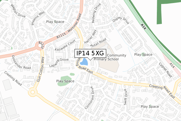 IP14 5XG map - large scale - OS Open Zoomstack (Ordnance Survey) IP14 5XG map - large scale - OS Open Zoomstack (Ordnance Survey)