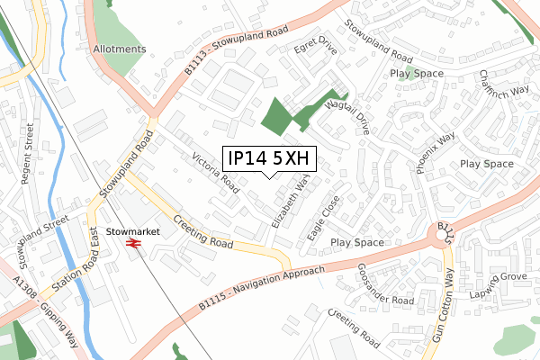 IP14 5XH map - large scale - OS Open Zoomstack (Ordnance Survey)