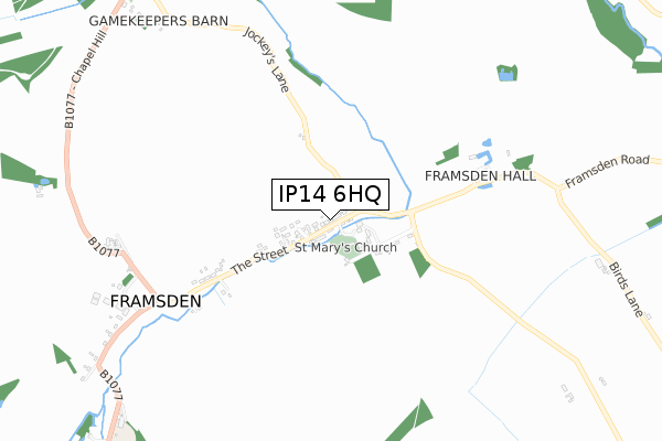 IP14 6HQ map - small scale - OS Open Zoomstack (Ordnance Survey)