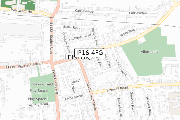 IP16 4FG map - large scale - OS Open Zoomstack (Ordnance Survey)