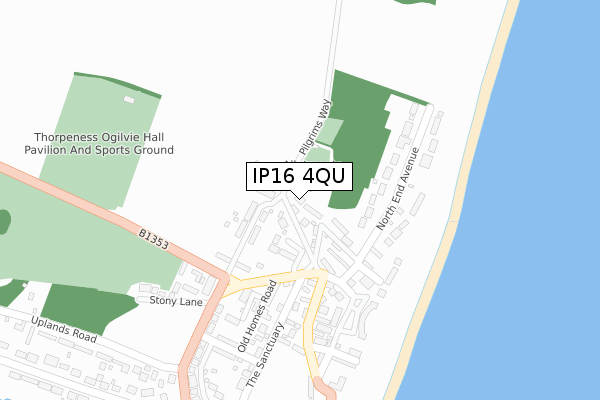 IP16 4QU map - large scale - OS Open Zoomstack (Ordnance Survey)