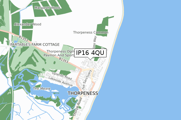 IP16 4QU map - small scale - OS Open Zoomstack (Ordnance Survey)