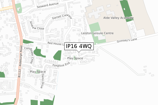 IP16 4WQ map - large scale - OS Open Zoomstack (Ordnance Survey)