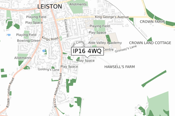 IP16 4WQ map - small scale - OS Open Zoomstack (Ordnance Survey)