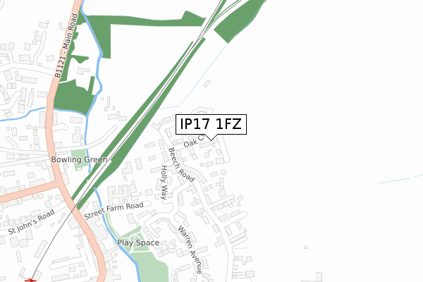 IP17 1FZ map - large scale - OS Open Zoomstack (Ordnance Survey)