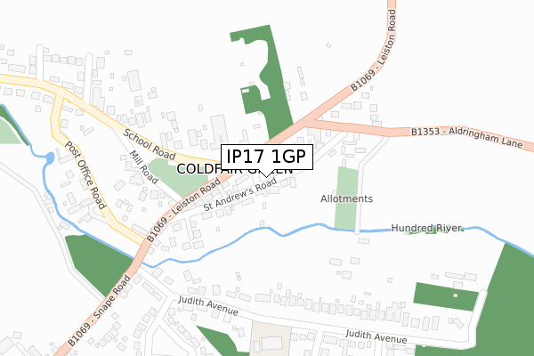 IP17 1GP map - large scale - OS Open Zoomstack (Ordnance Survey)