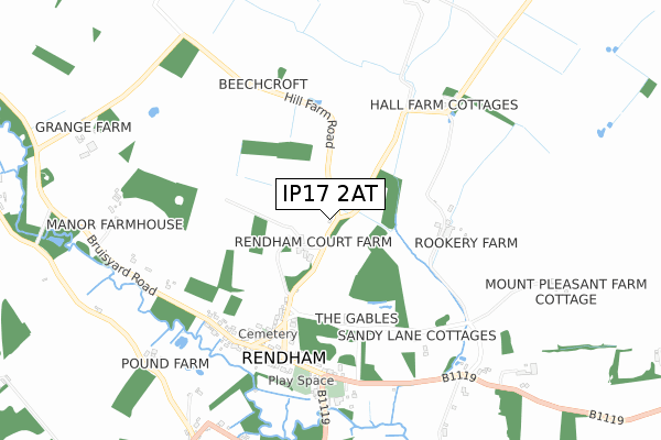 IP17 2AT map - small scale - OS Open Zoomstack (Ordnance Survey)