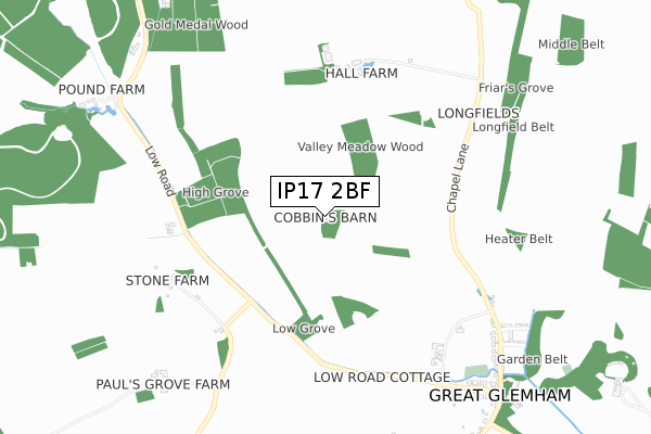 IP17 2BF map - small scale - OS Open Zoomstack (Ordnance Survey)