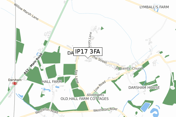 IP17 3FA map - small scale - OS Open Zoomstack (Ordnance Survey)