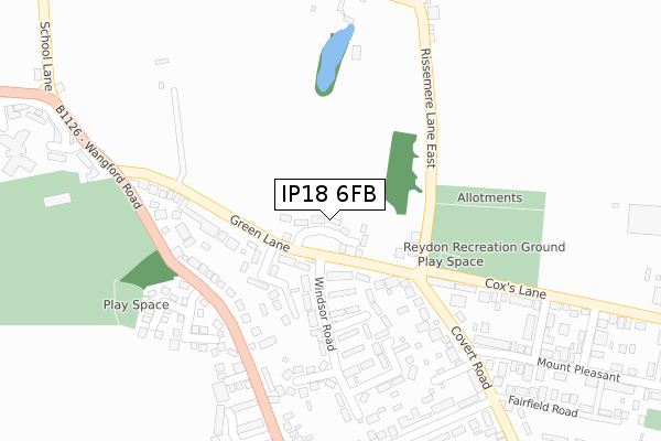IP18 6FB map - large scale - OS Open Zoomstack (Ordnance Survey)