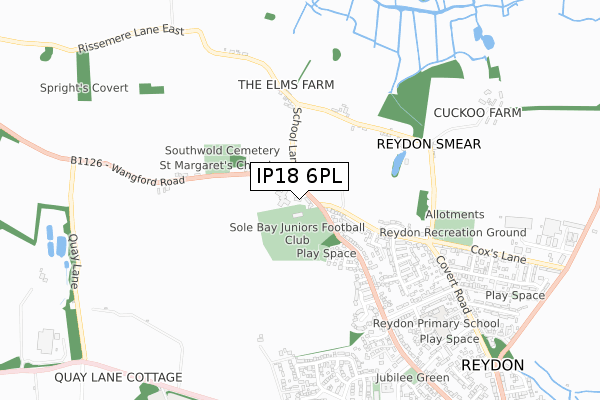 IP18 6PL map - small scale - OS Open Zoomstack (Ordnance Survey)