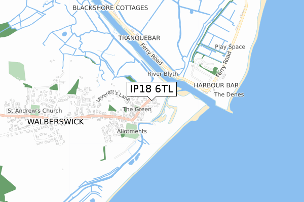 IP18 6TL map - small scale - OS Open Zoomstack (Ordnance Survey)