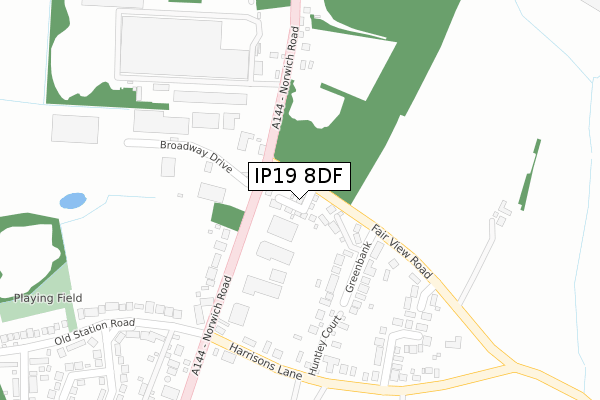 IP19 8DF map - large scale - OS Open Zoomstack (Ordnance Survey)